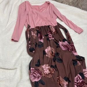 Reborn J Pink and Brown Floral Dress